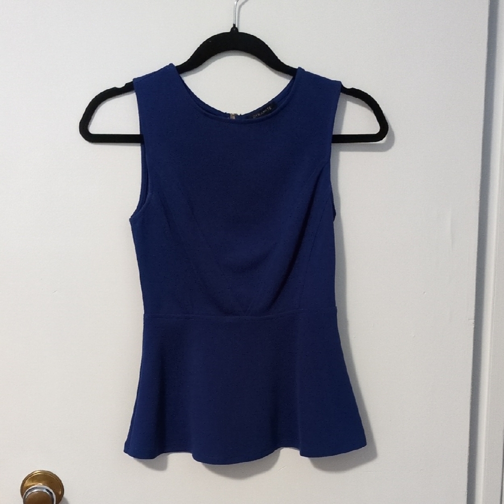 Blue Sleeveless Peplum Top